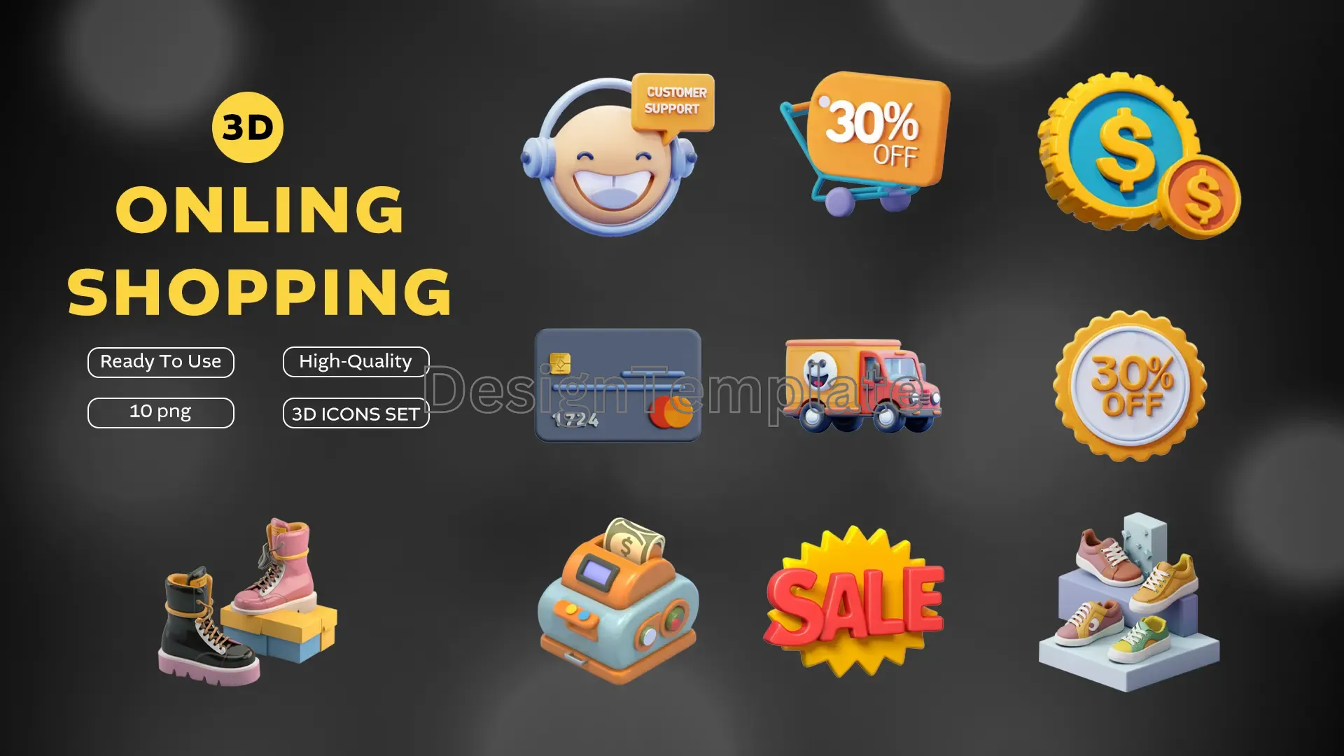 Dynamic Online Shopping 3D Elements Pack image